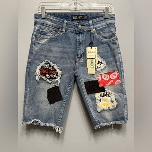 #1) NWT  Size 12 Distressed Denim Shorts with patchwork